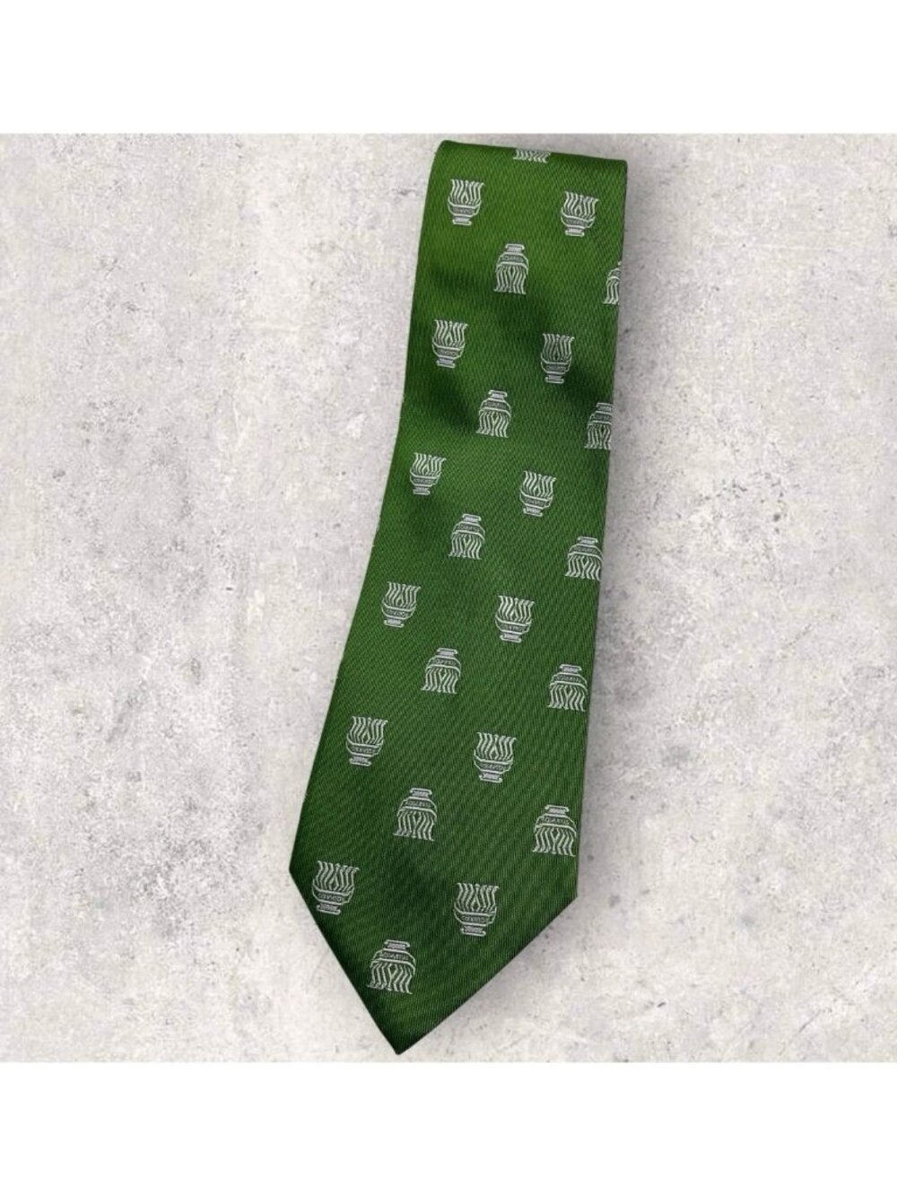 FORNASETTI RARE Silk Tie ITALY Green Silver Art ZODIACUS AQUARIUS W:3.8" EUC
